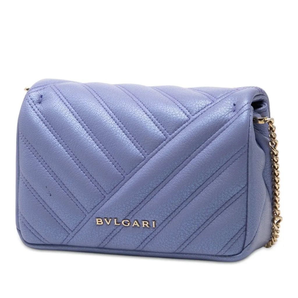 Bvlgari Leather Serpenti Cabochon Chain Crossbody Purple Leather Very good - Back View