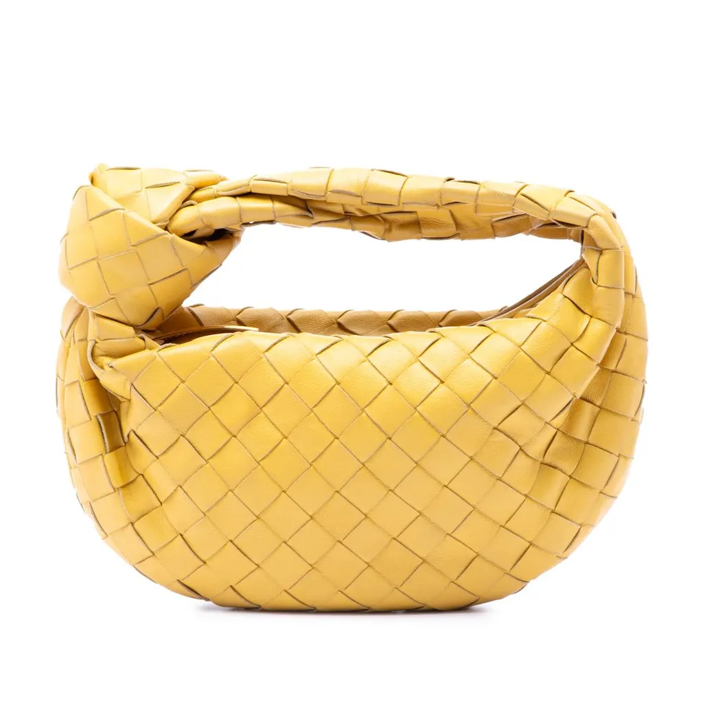 Bottega Veneta Mini Nappa Intrecciato Jodie Yellow Leather Very good - Front View