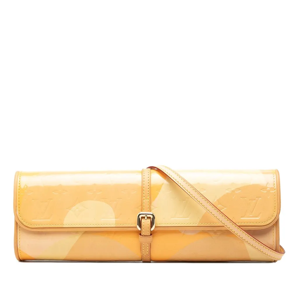 Louis Vuitton Monogram Vernis Fleurs Pochette Yellow Leather Very good - Front View