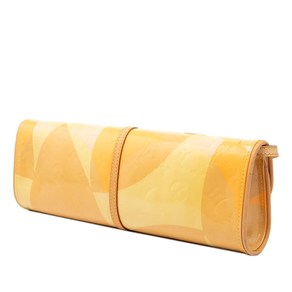 Louis Vuitton Monogram Vernis Fleurs Pochette Yellow Leather Very good - Back View