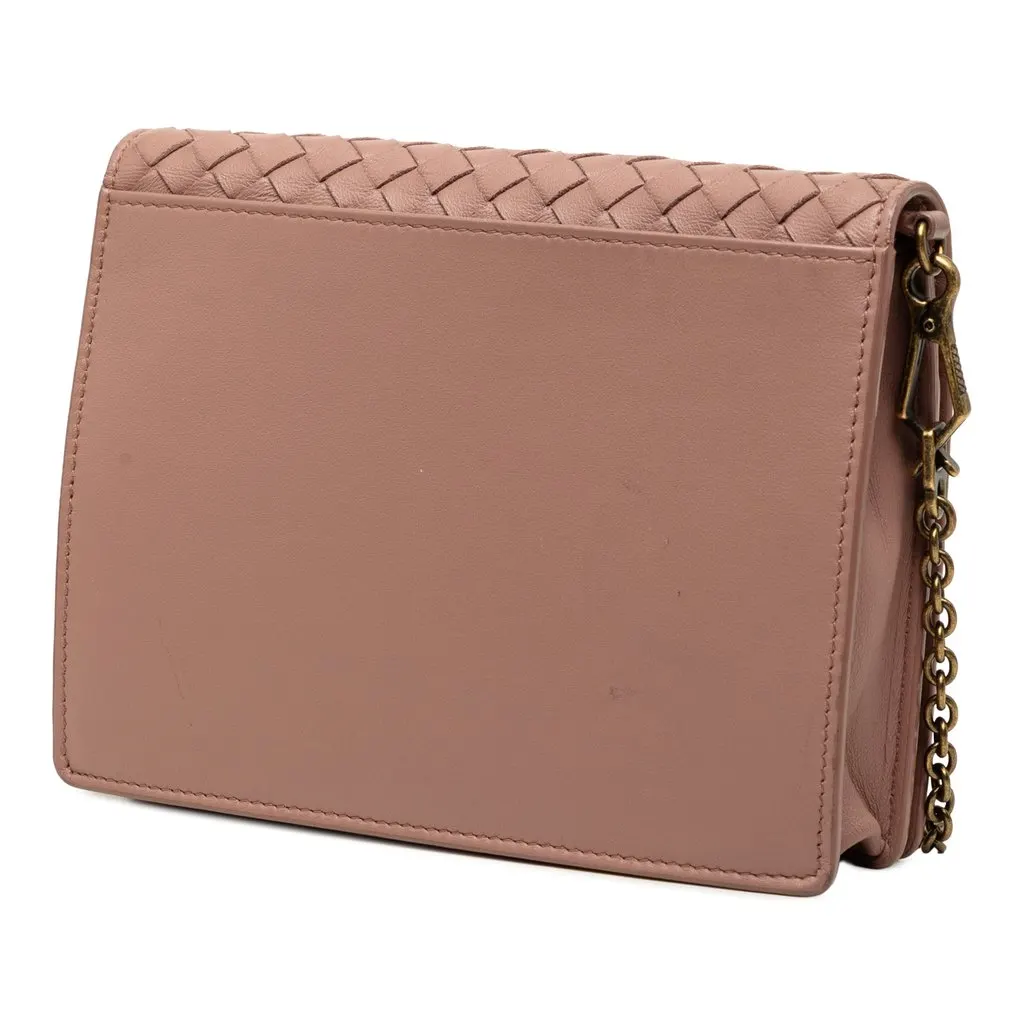 Bottega Veneta Nappa Intrecciato Wallet on Chain Pink Leather Very good - Back View