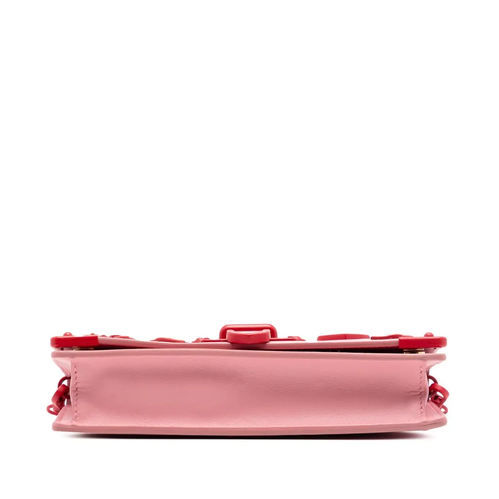 Prada Saffiano Trimmed City Calf Cahier Heart and Flower Wallet on Chain Pink Leather Very good - Inside View