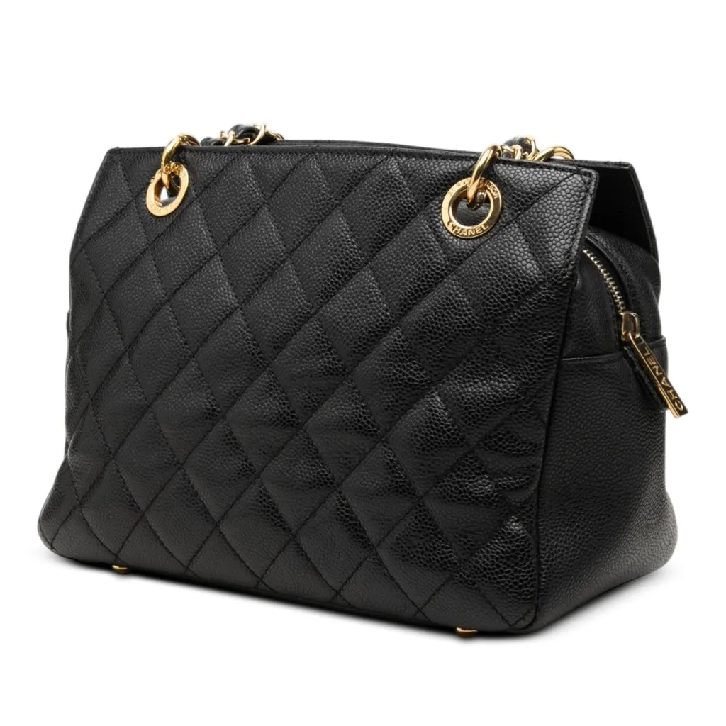Chanel Petite Caviar Timeless Tote Black Leather Good - Back View