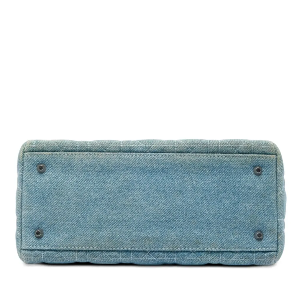 Dior Medium Denim Cannage Acrylic Handles Lady Dior Blue Very good - Inside View