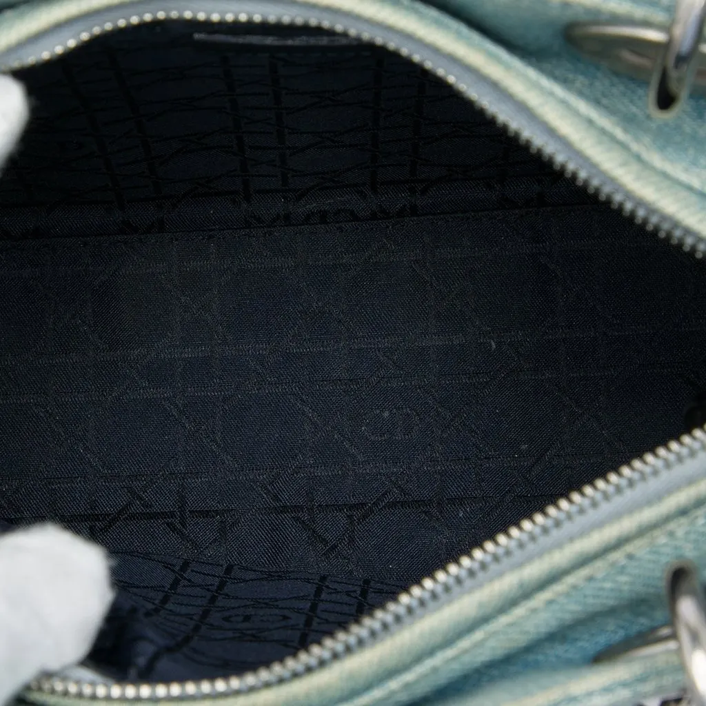 Dior Medium Denim Cannage Acrylic Handles Lady Dior Blue Very good - Model View