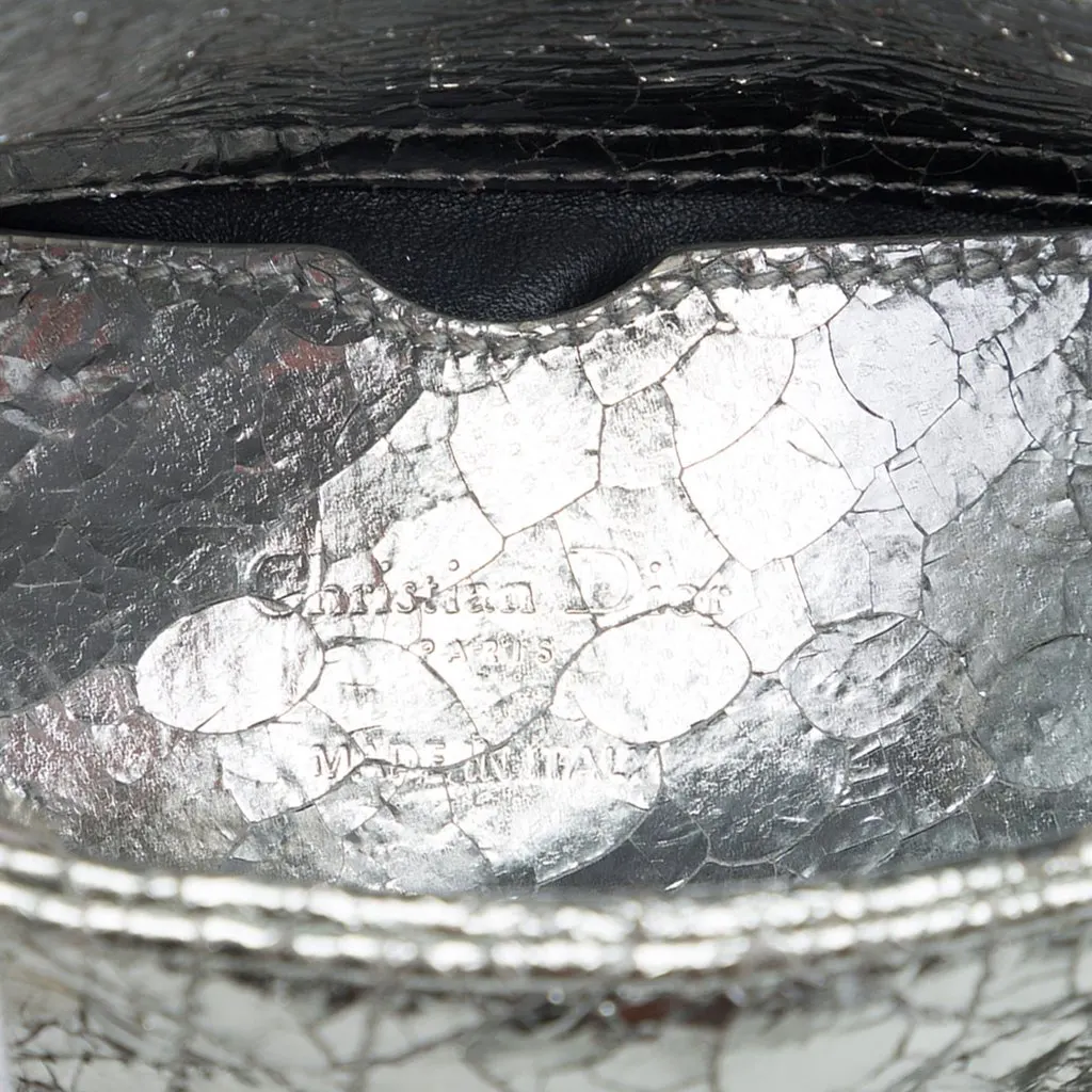Dior Micro Metallic Crinkled Calfskin Cannage Lady Dior Silver Leather Very good - Box View