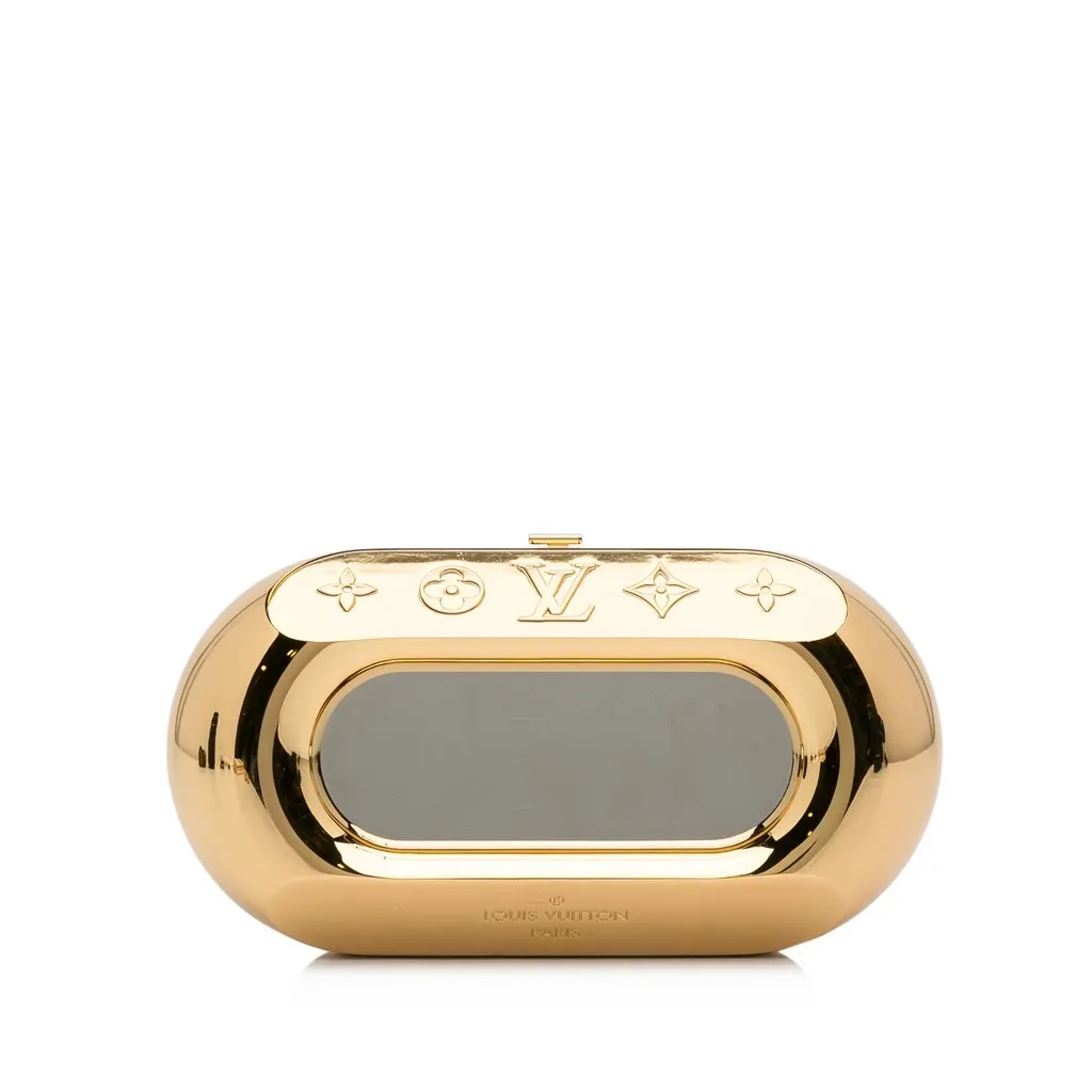 Louis Vuitton Minaudiere Shell Clutch Gold Metal Good - Front View