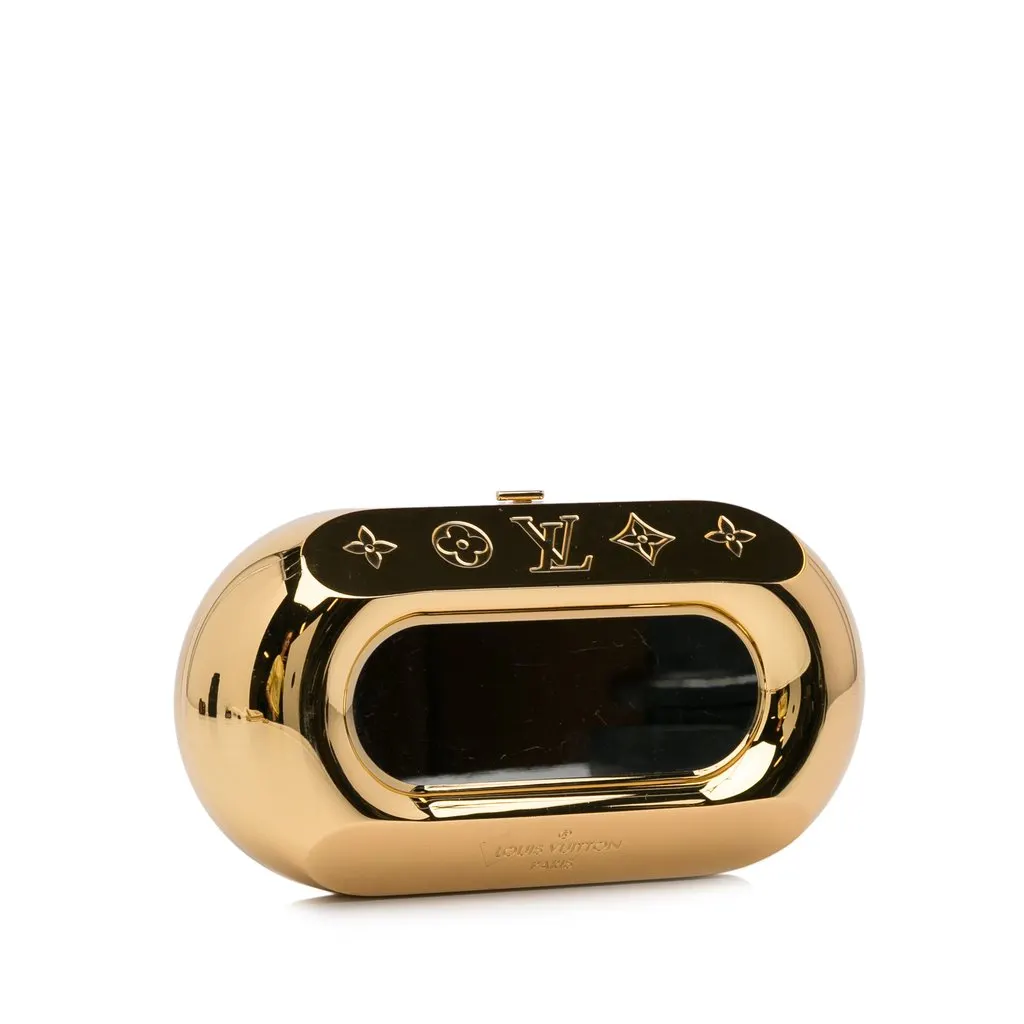 Louis Vuitton Minaudiere Shell Clutch Gold Metal Good - Back View