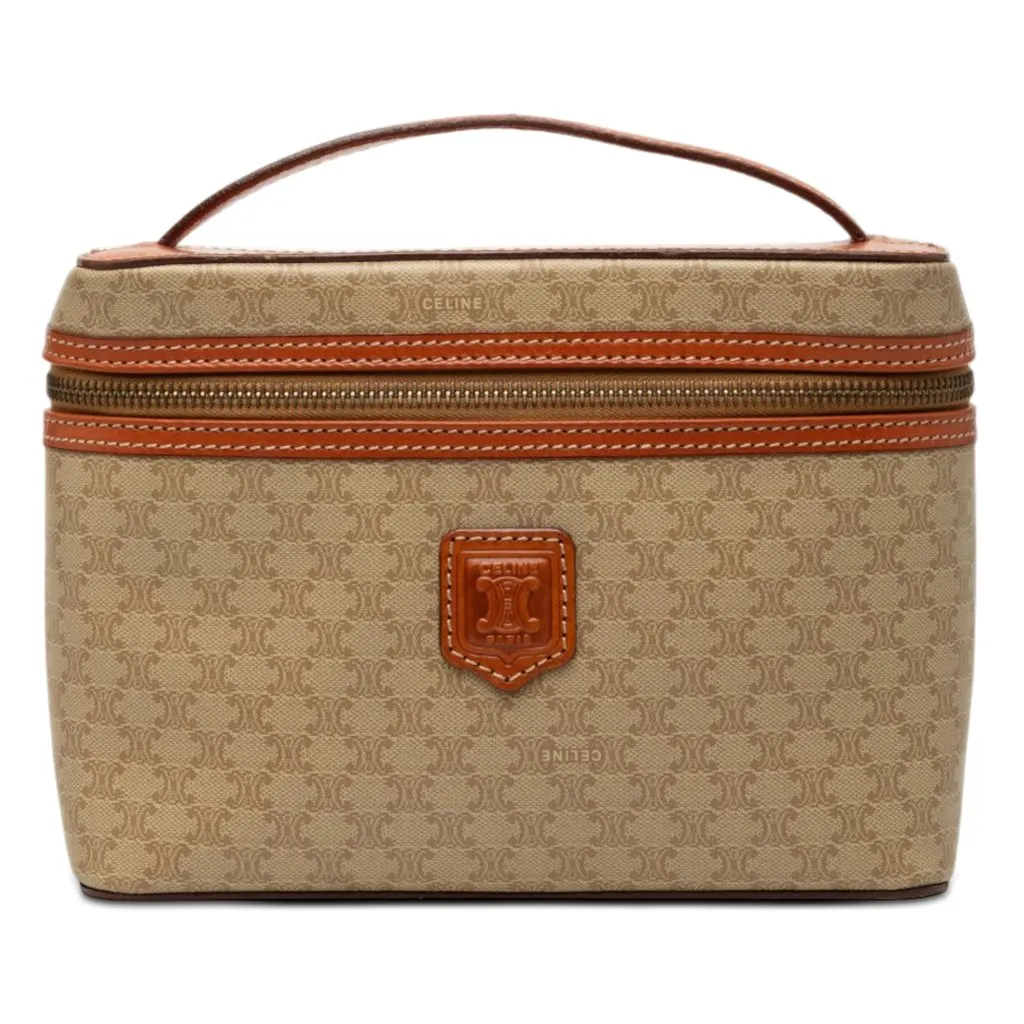 Celine Macadam Coated Canvas Vanity Bag Beige Very good - Front View