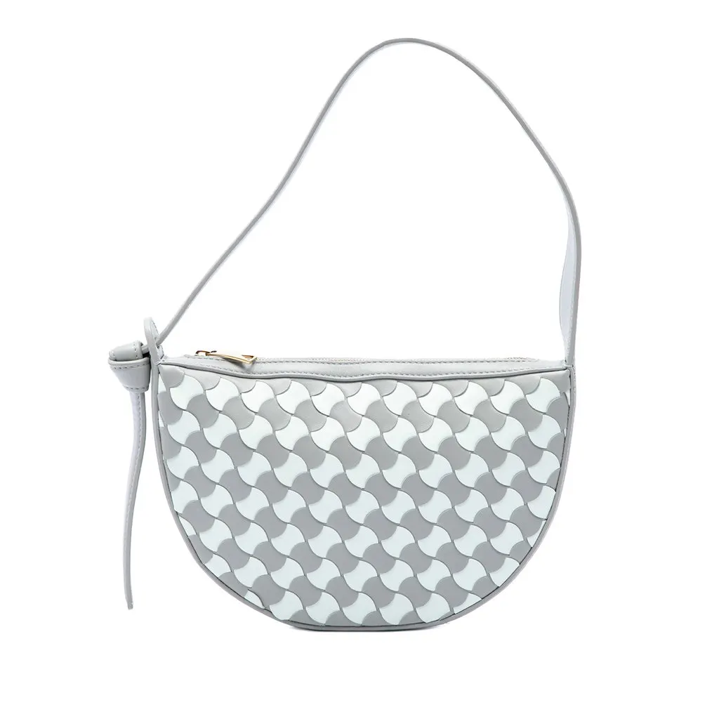 Bottega Veneta Mini Leather Intrecciato Sunrise Hobo Grey Leather Very good - Front View