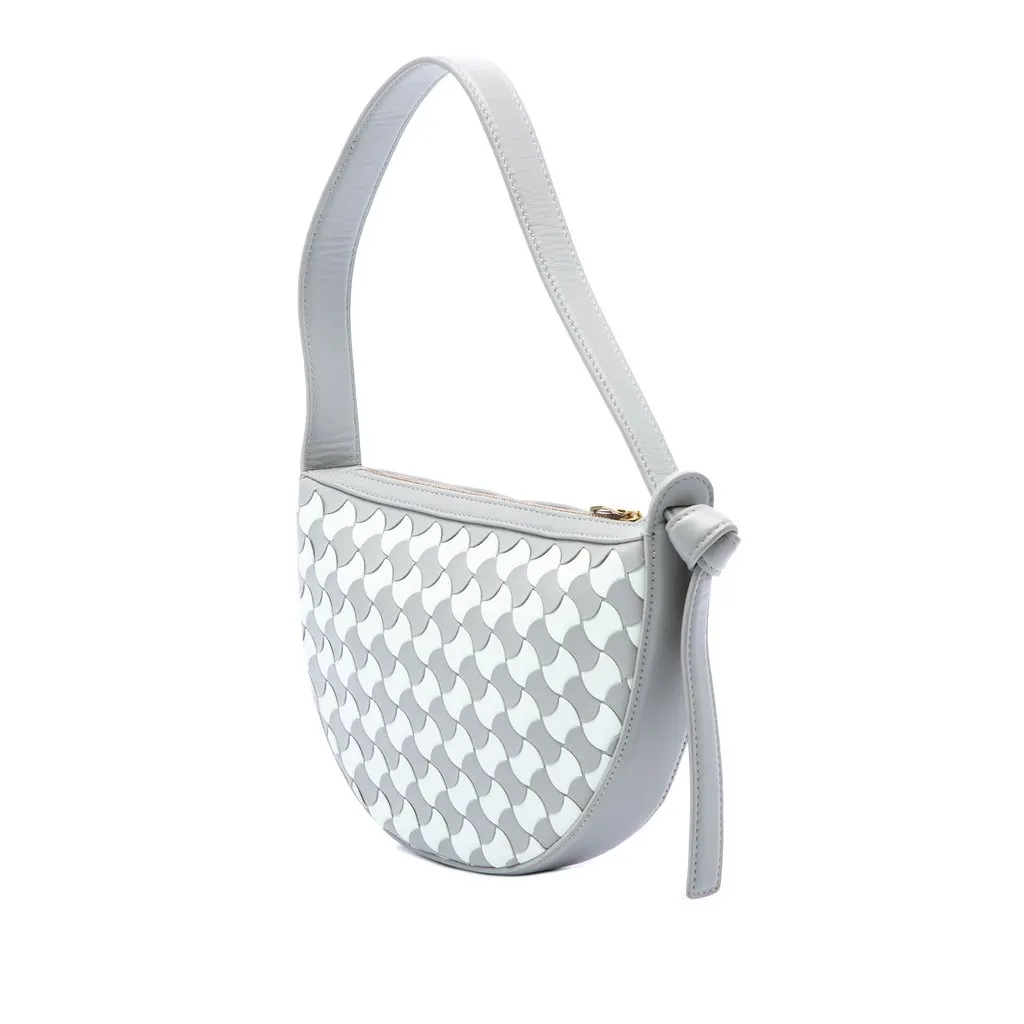 Bottega Veneta Mini Leather Intrecciato Sunrise Hobo Grey Leather Very good - Back View