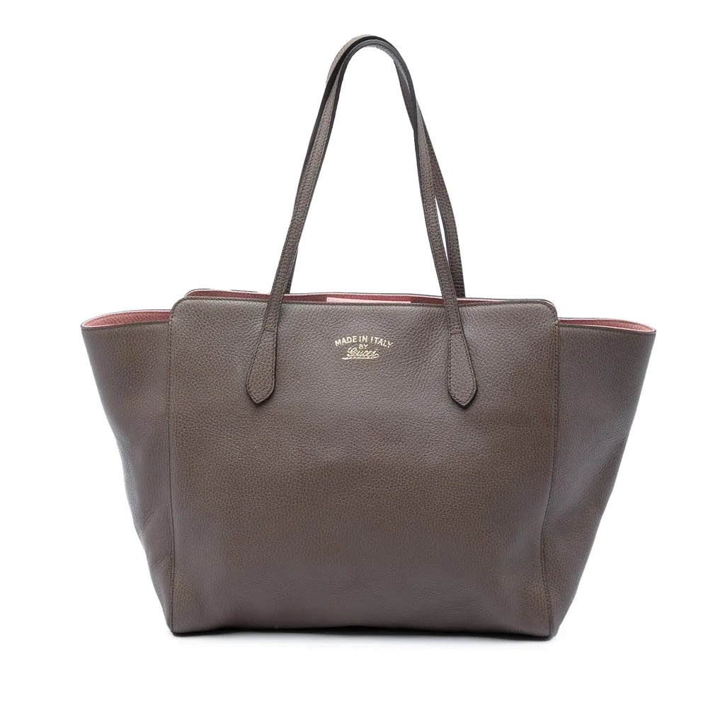 Gucci Medium Calfskin Swing Tote Brown Leather Very good - Front View