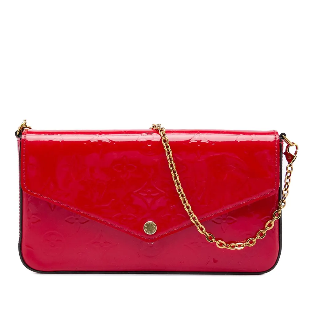 Louis Vuitton Monogram Vernis Pochette Felicie Red Leather Very good - Front View