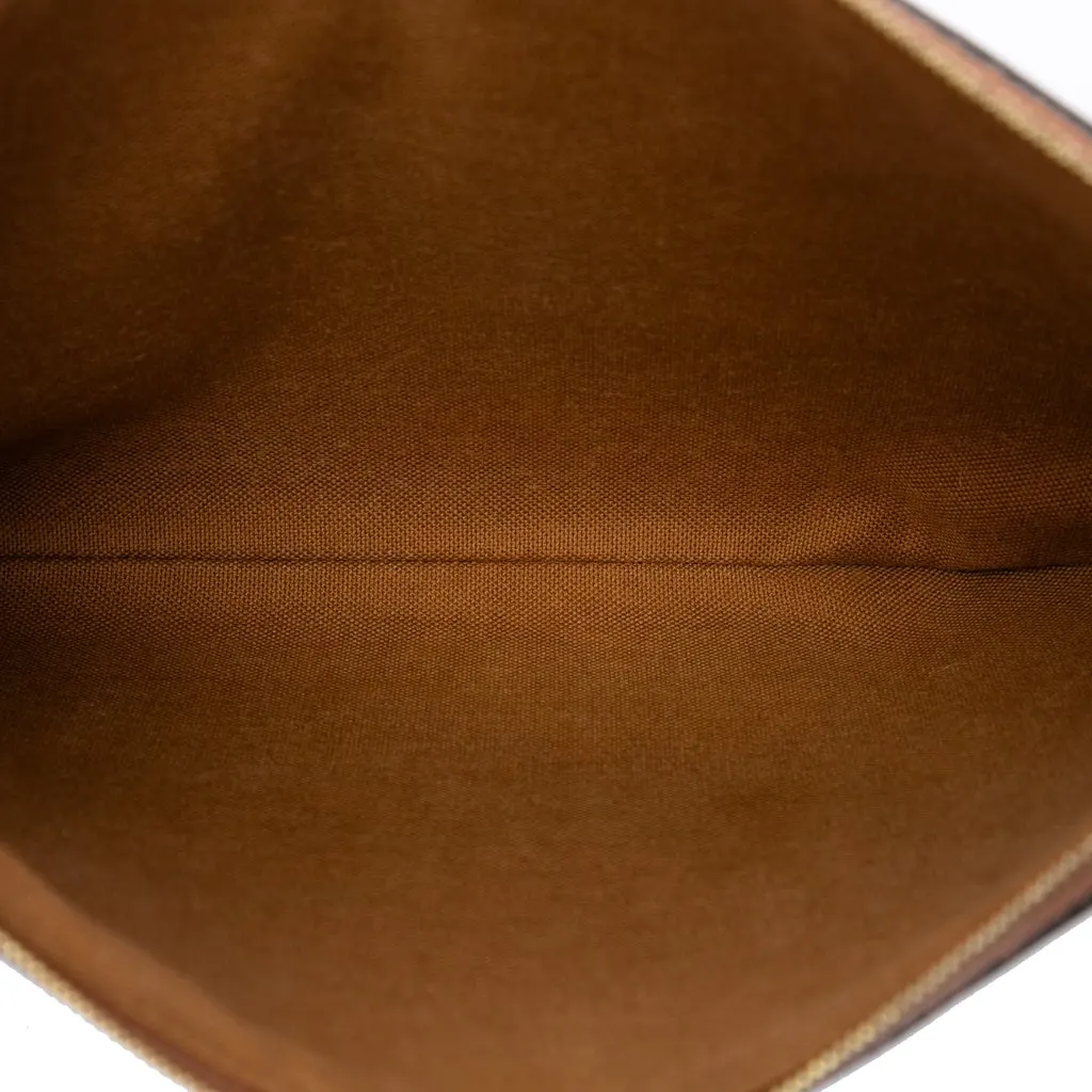 Celine Small Triomphe Coated Canvas Clutch Brown Very good - Model View