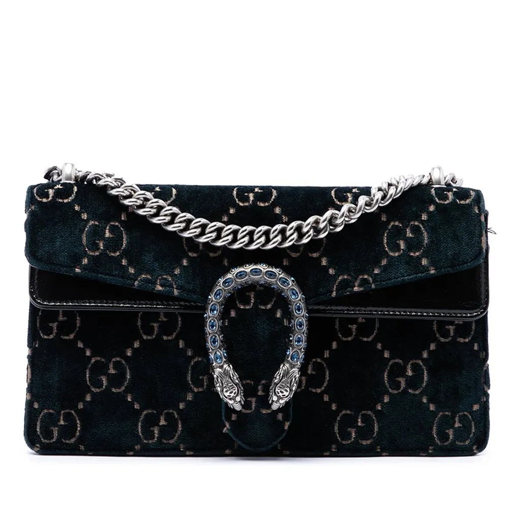Gucci Medium GG Velvet Dionysus Crossbody Blue Velvet Very good - Front View