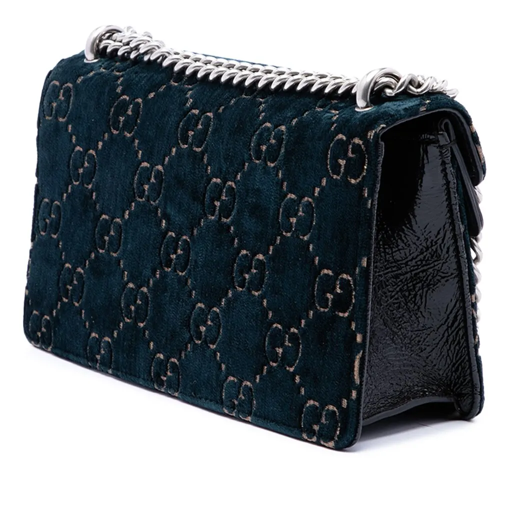 Gucci Medium GG Velvet Dionysus Crossbody Blue Velvet Very good - Back View