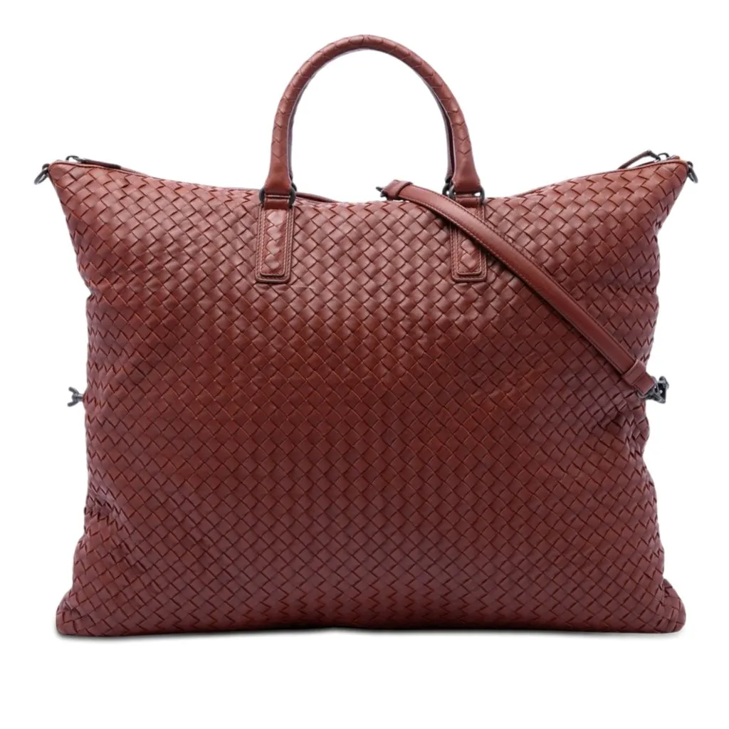 Bottega Veneta Maxi Nappa Intrecciato Convertible Tote Red Leather Very good - Front View