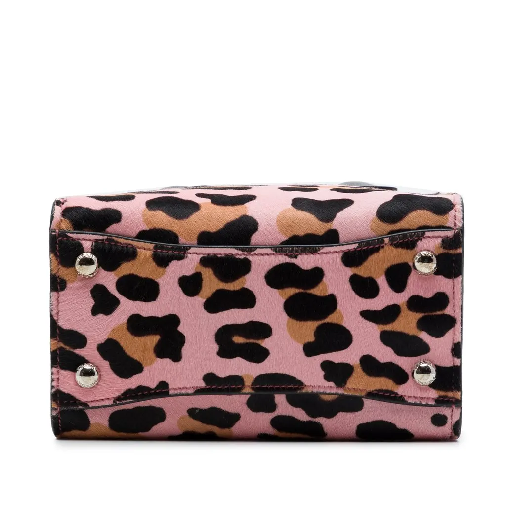 Prada Mini Pony Hair Leopard Print Cavallino Twin Pocket Satchel Pink Very good - Inside View