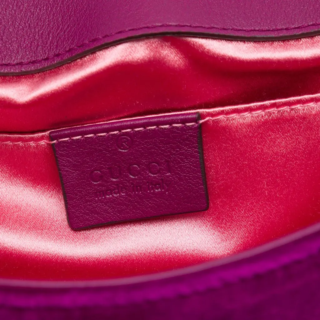 Gucci Small GG Marmont Matelasse Velvet Crystal Embellished Shoulder Bag Purple Very good - Box View