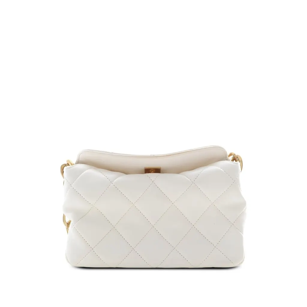 Chanel Small CC Quilted Lambskin Chain Hobo White Leather Good - Back View