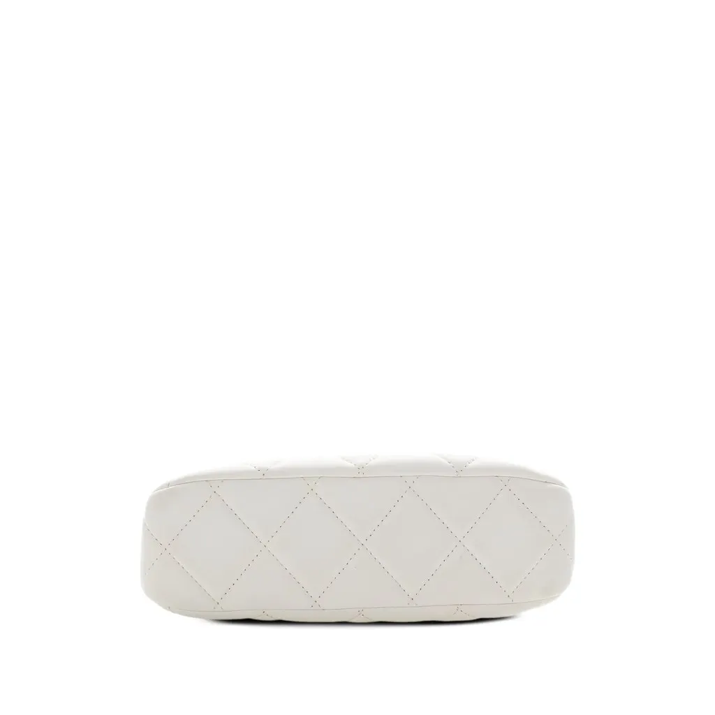 Chanel Small CC Quilted Lambskin Chain Hobo White Leather Good - Inside View