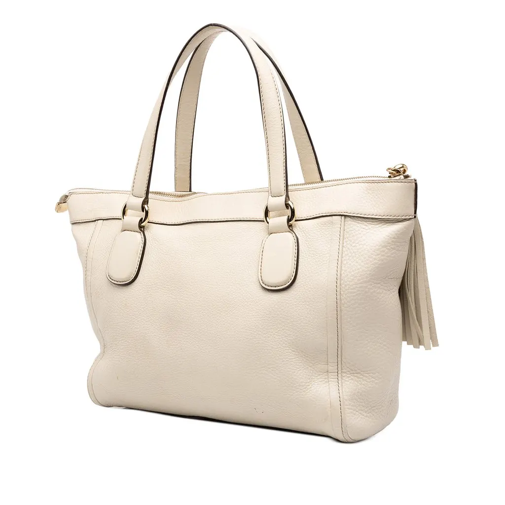 Gucci Small Leather Soho Working Tote White Leather Good - Back View