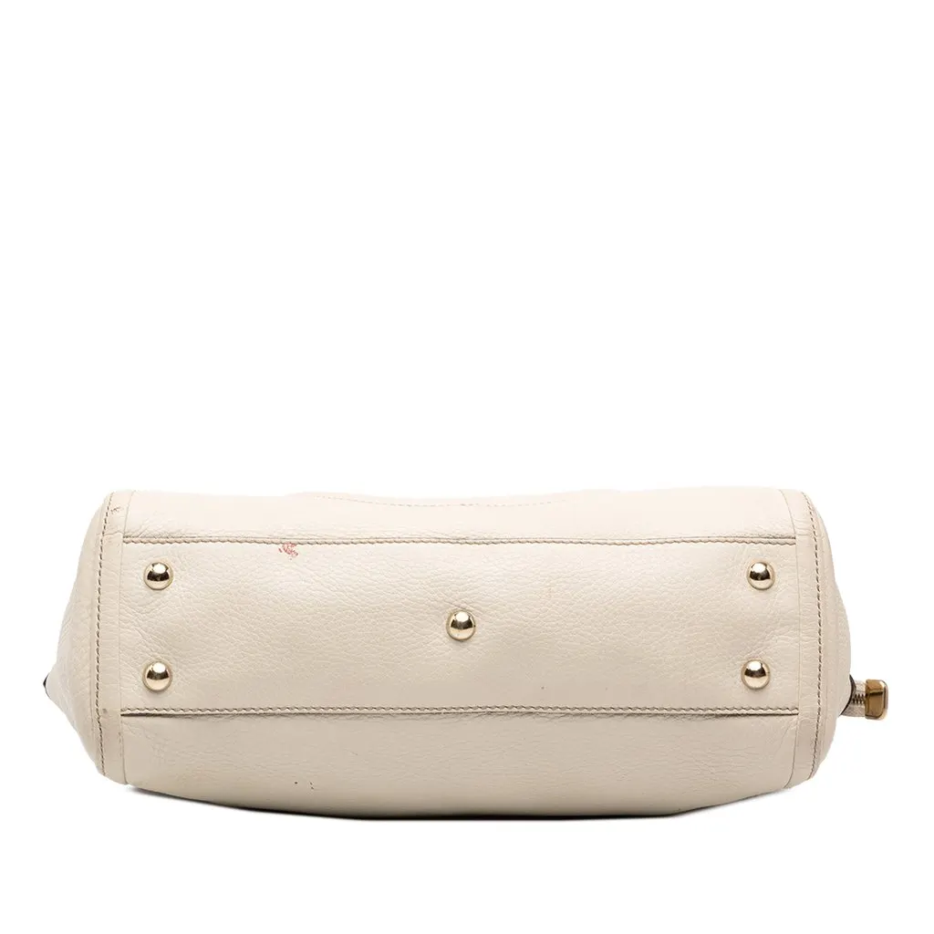 Gucci Small Leather Soho Working Tote White Leather Good - Inside View