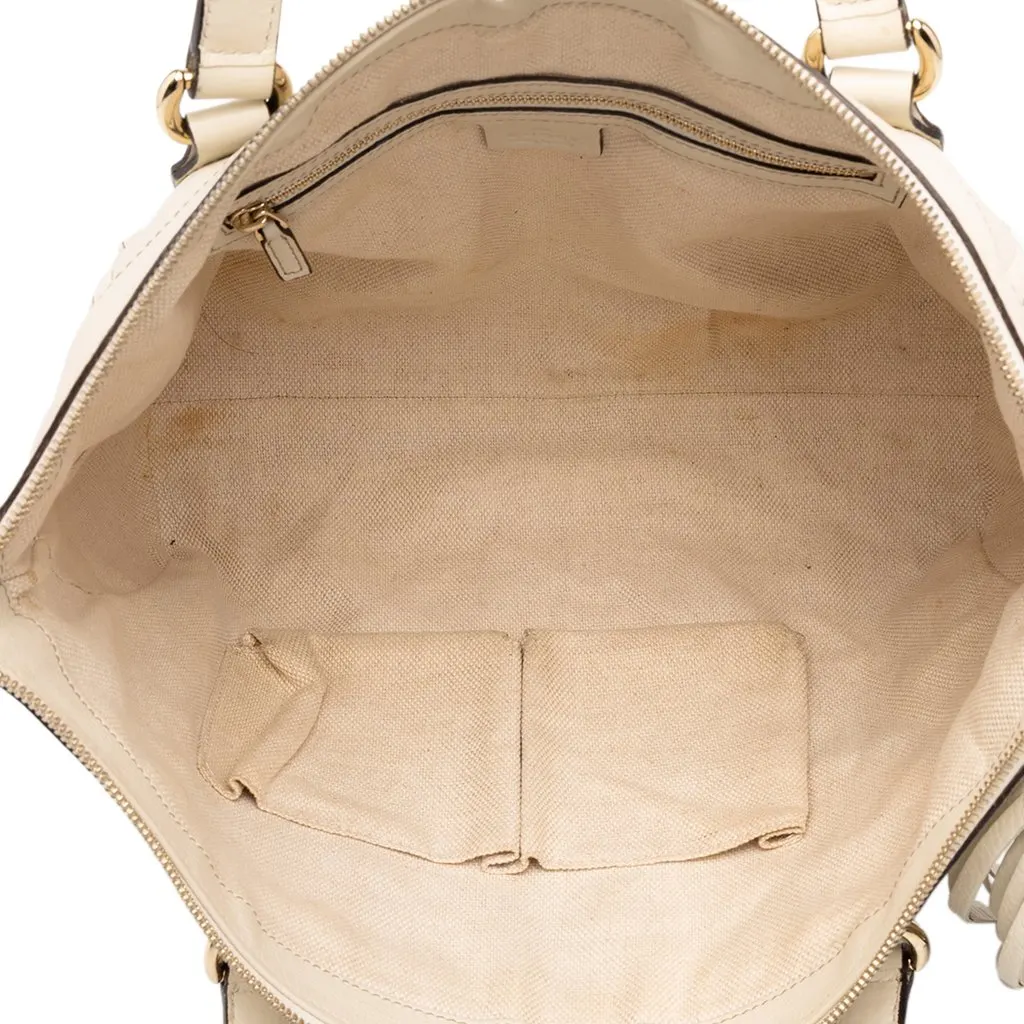 Gucci Small Leather Soho Working Tote White Leather Good - Model View