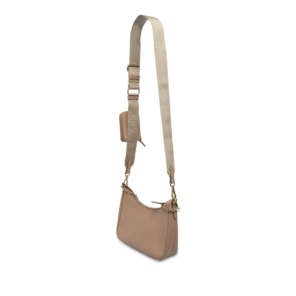 Prada Saffiano Lux Re Edition 2005 Satchel Beige Leather Good - Back View