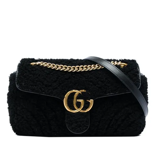 Gucci Medium GG Marmont Matelasse Shearling Shoulder Bag