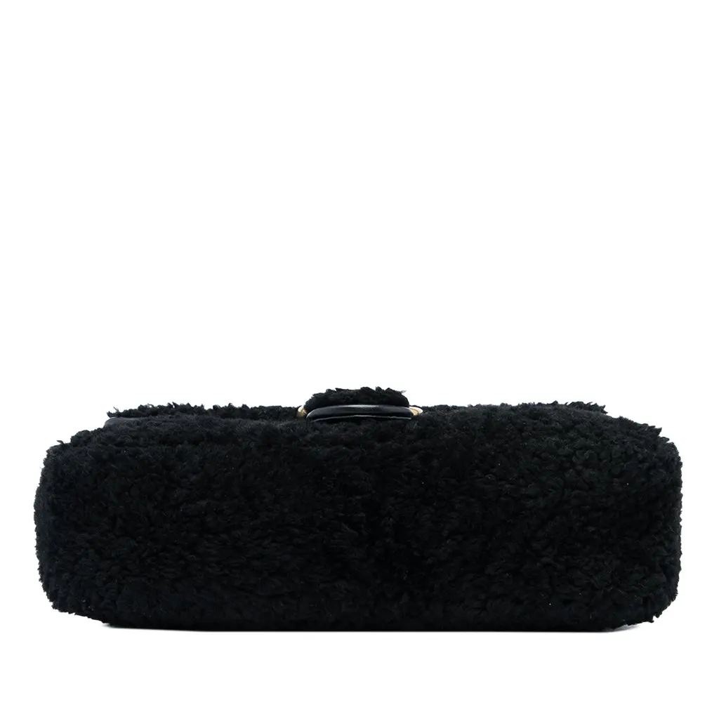 Gucci Medium GG Marmont Matelasse Shearling Shoulder Bag Black Shearling Very good - Inside View
