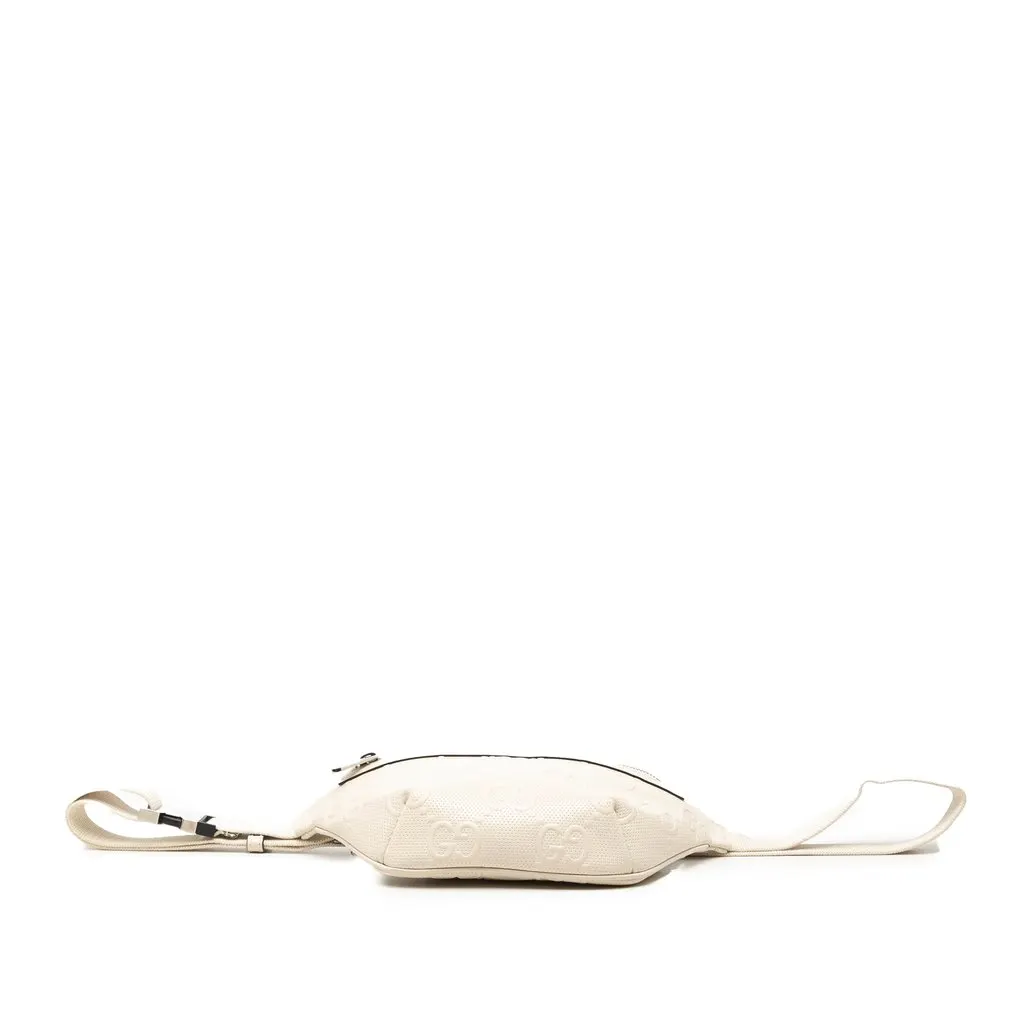 Gucci GG Embossed Perforated Leather Belt Bag White Leather Very good - Inside View