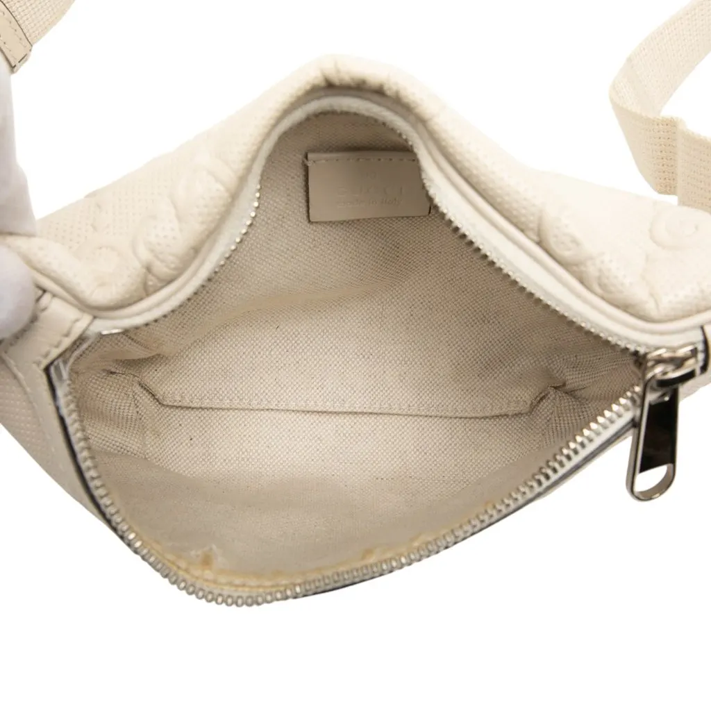 Gucci GG Embossed Perforated Leather Belt Bag White Leather Very good - Model View