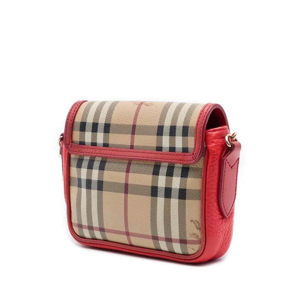 Burberry Mini Haymarket Check Coated Canvas Tassel Crossbody Beige Very good - Back View