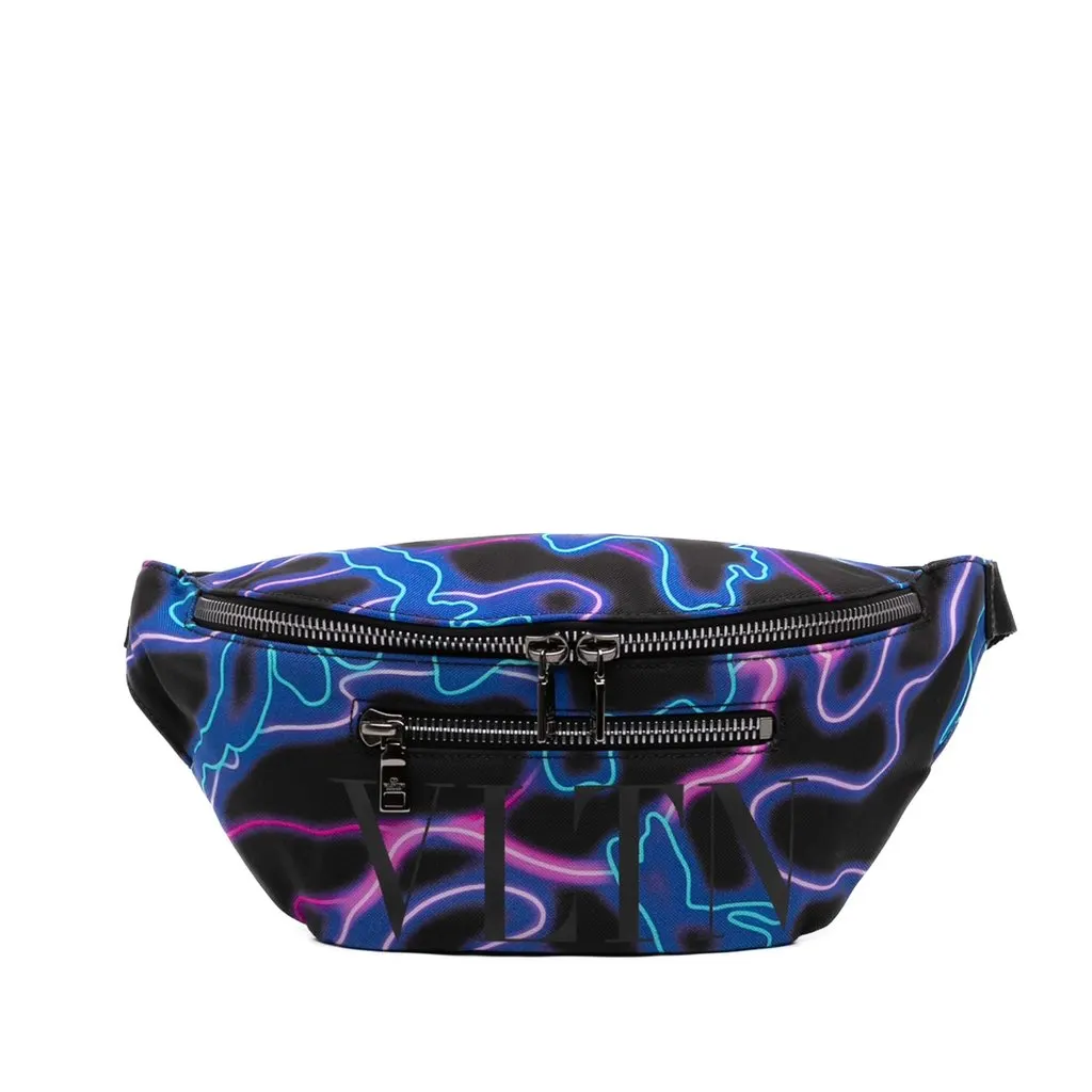 Valentino Nylon VLTN Neon Camouflage Print Belt Bag Black Very good - Front View