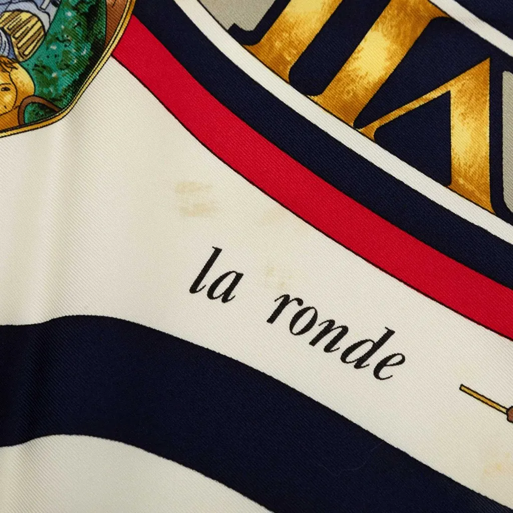 Hermès Parmi Les Fleurs Je Compte Les Heures Silk Scarf 90 White Very good - Inside View