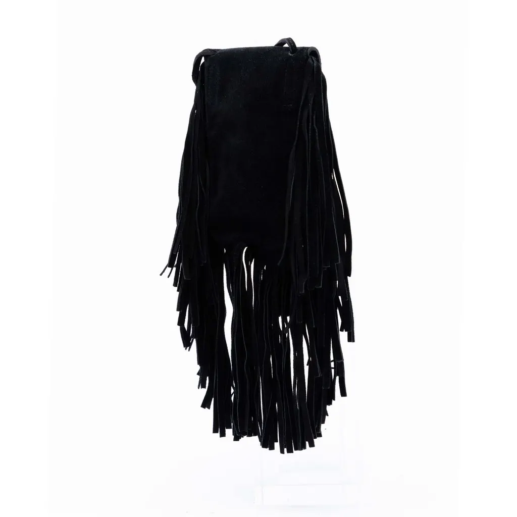 Saint Laurent Toy Suede Anita Fringed Crossbody Black Leather Very good - Back View