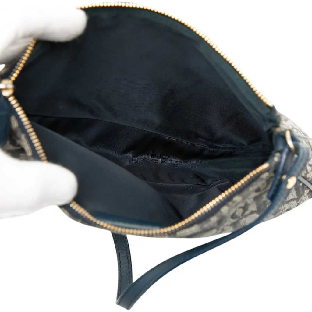 Dior Mini Diorissimo Canvas Saddle Pochette Blue Canvas Good - Model View