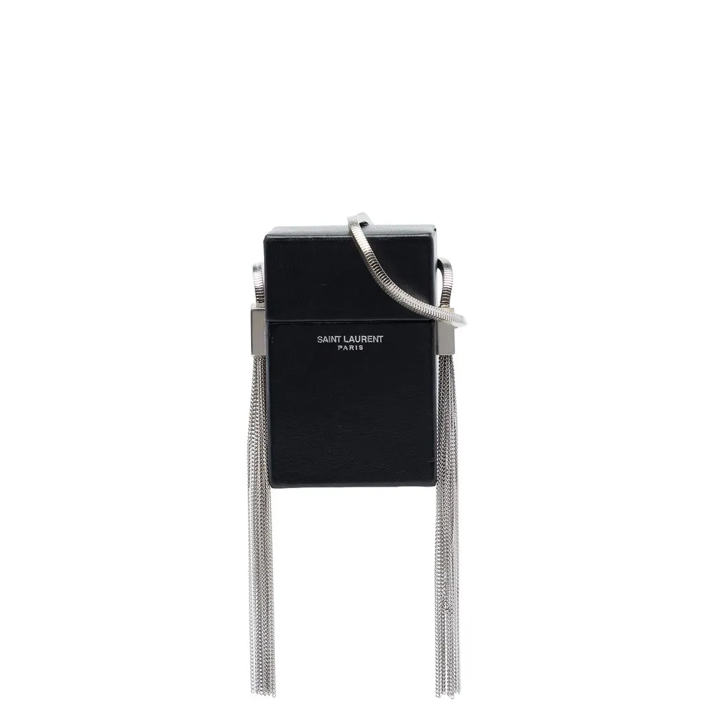 Saint Laurent Mini Lambskin Smoking Box Crossbody Black Leather Very good - Front View