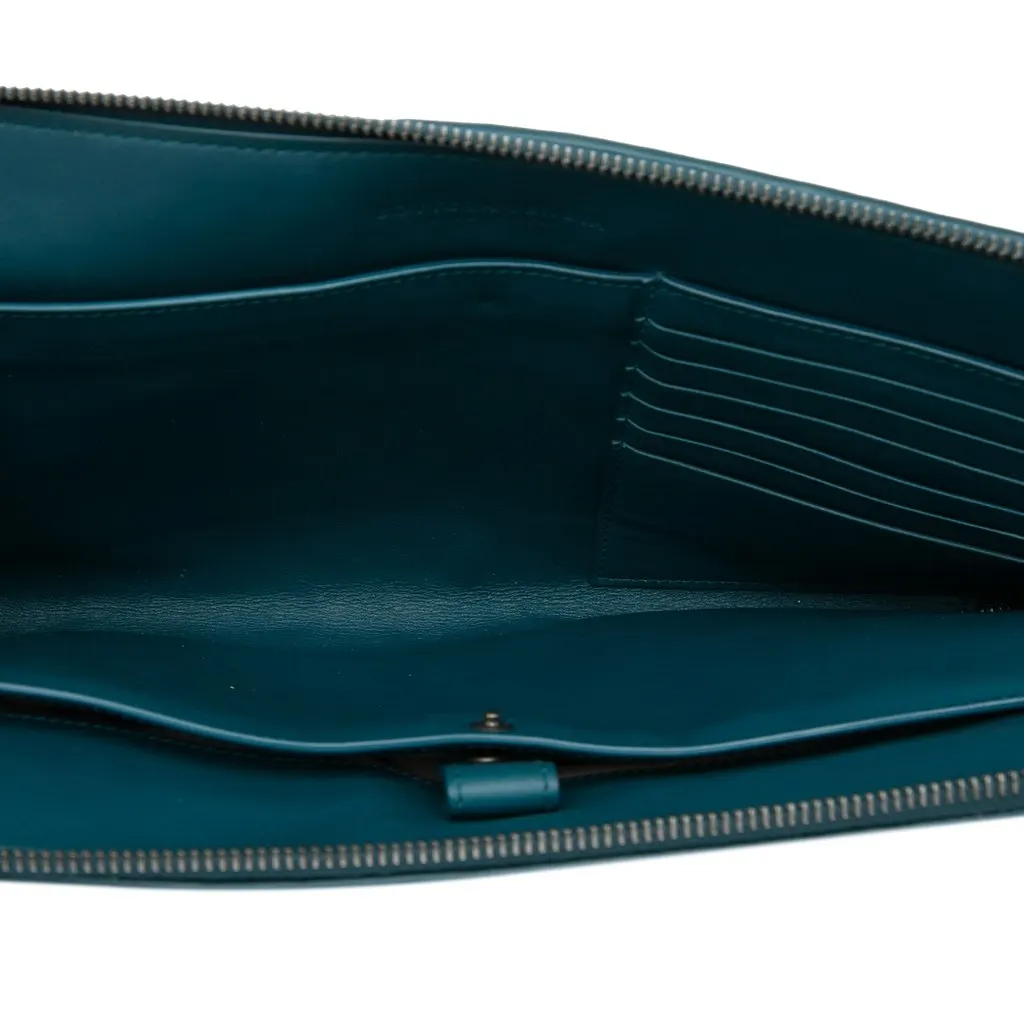Bottega Veneta Nappa Intrecciato Clutch Blue Leather Very good - Model View
