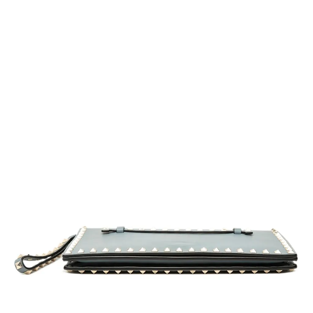Valentino Leather Rockstud Flap Clutch Blue Leather Very good - Inside View
