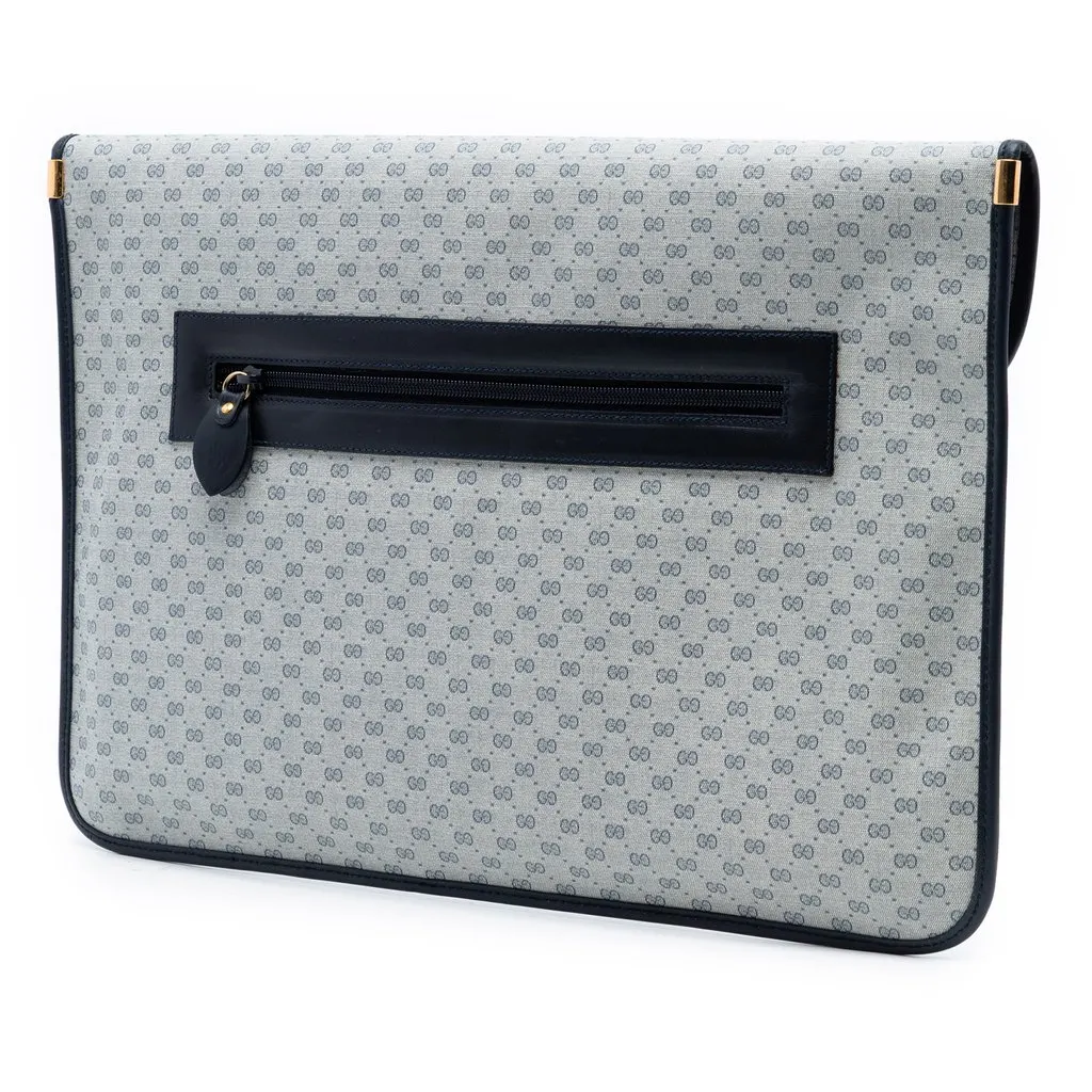 Gucci Micro GG Supreme Clutch Silver Canvas Very good - Back View