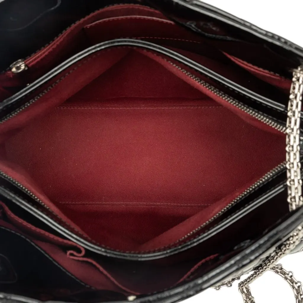 Chanel Large Quilted Patent Just Mademoiselle Bowling Bag Black Leather Very good - Model View