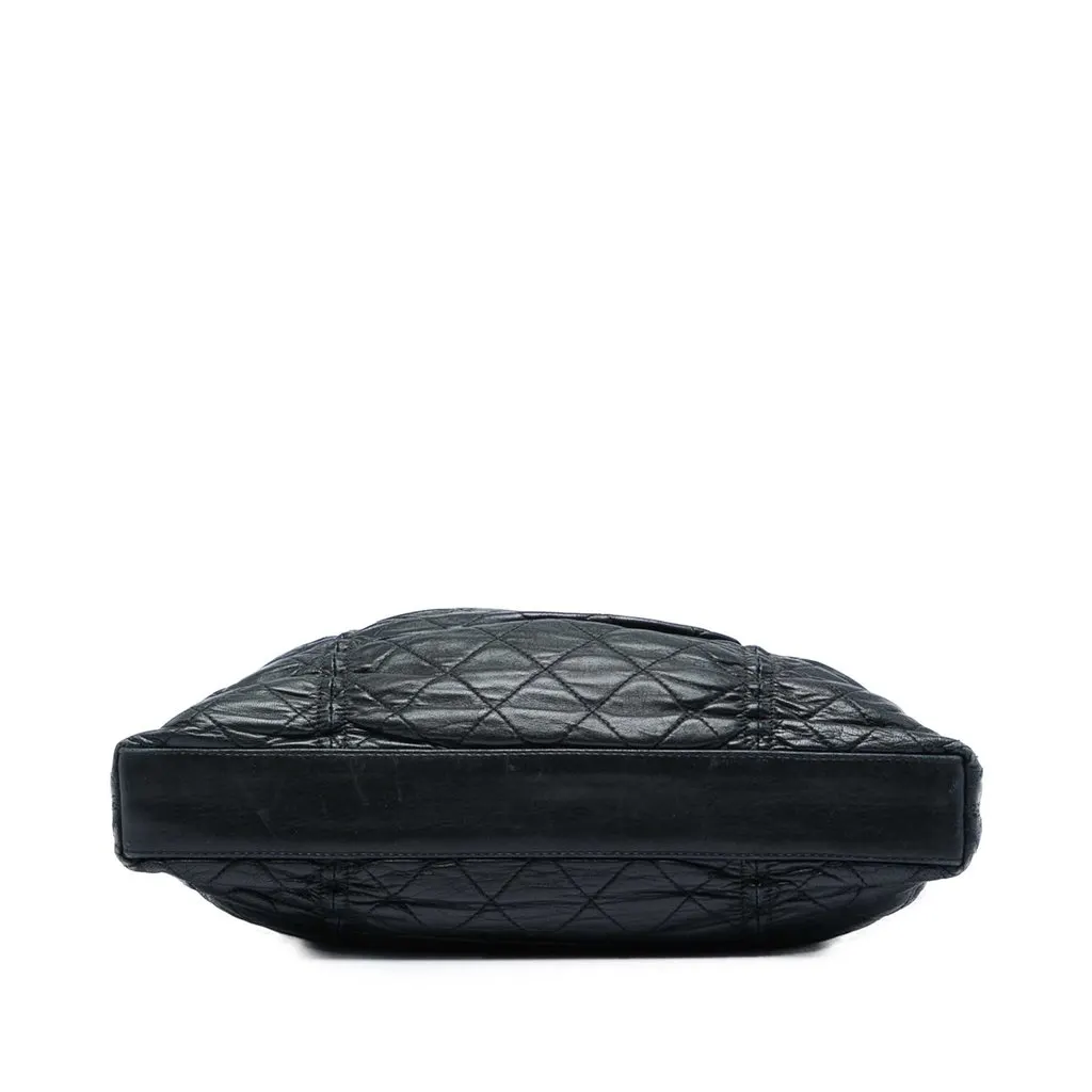 Chanel Quilted Lambskin North South Sharpei Shopping Tote Black Leather Very good - Inside View