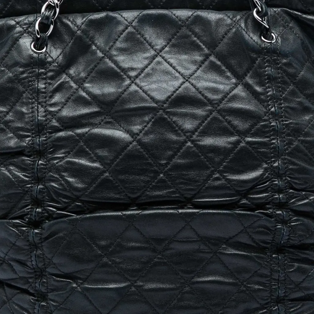 Chanel Quilted Lambskin North South Sharpei Shopping Tote Black Leather Very good - Box View