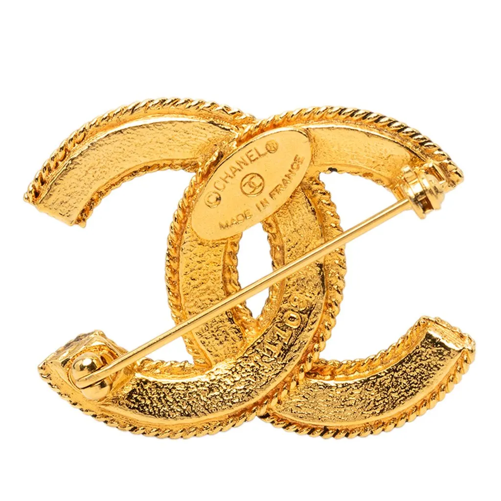 Chanel CC Gold Plated Filigree Brooch Gold Metal Very good - Back View