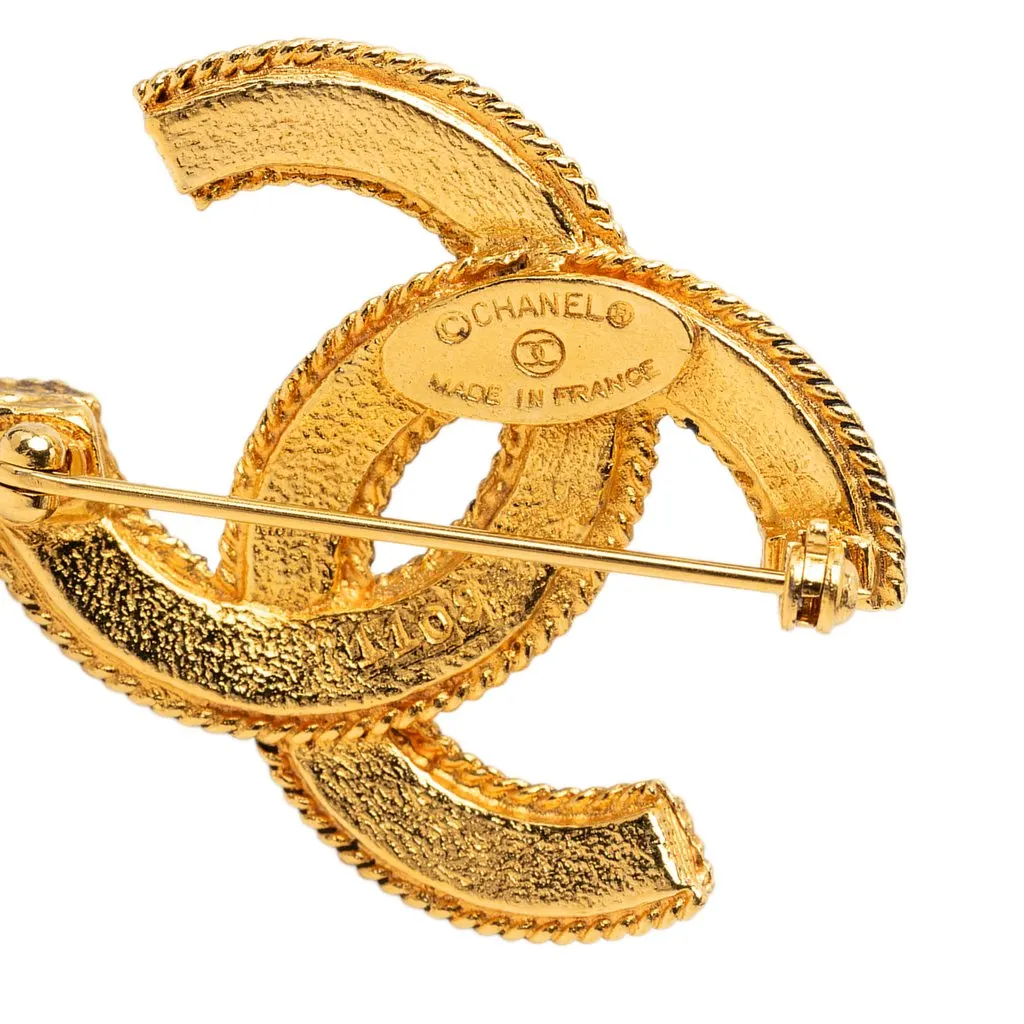 Chanel CC Gold Plated Filigree Brooch Gold Metal Very good - Inside View