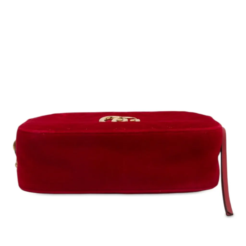 Gucci Small GG Marmont Matelasse Velvet Crossbody Red Velvet Very good - Inside View