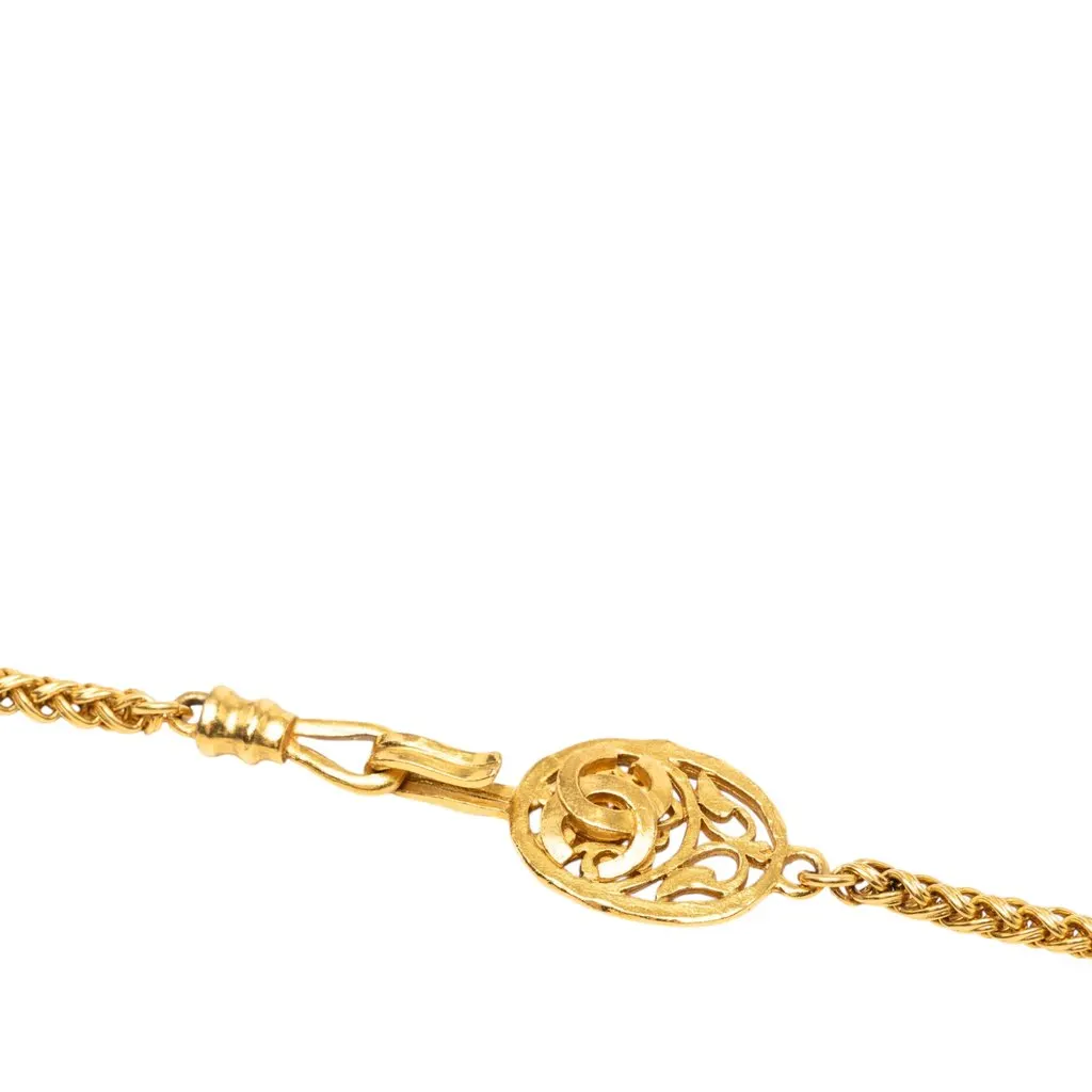 Chanel Gold Plated Medallion Double Strand Chain Necklace Gold Metal Very good - Inside View