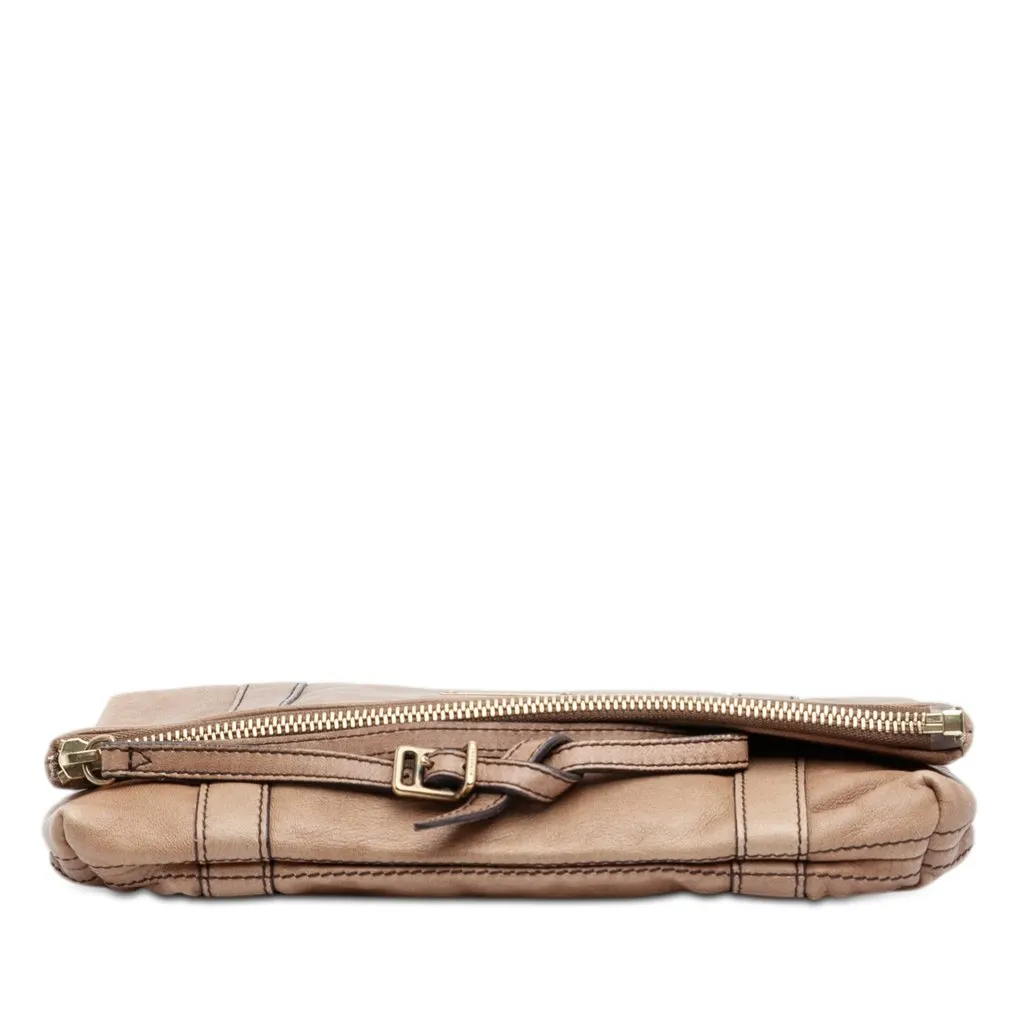 Burberry Leather Fold Over Wristlet Clutch Brown Leather Very good - Inside View